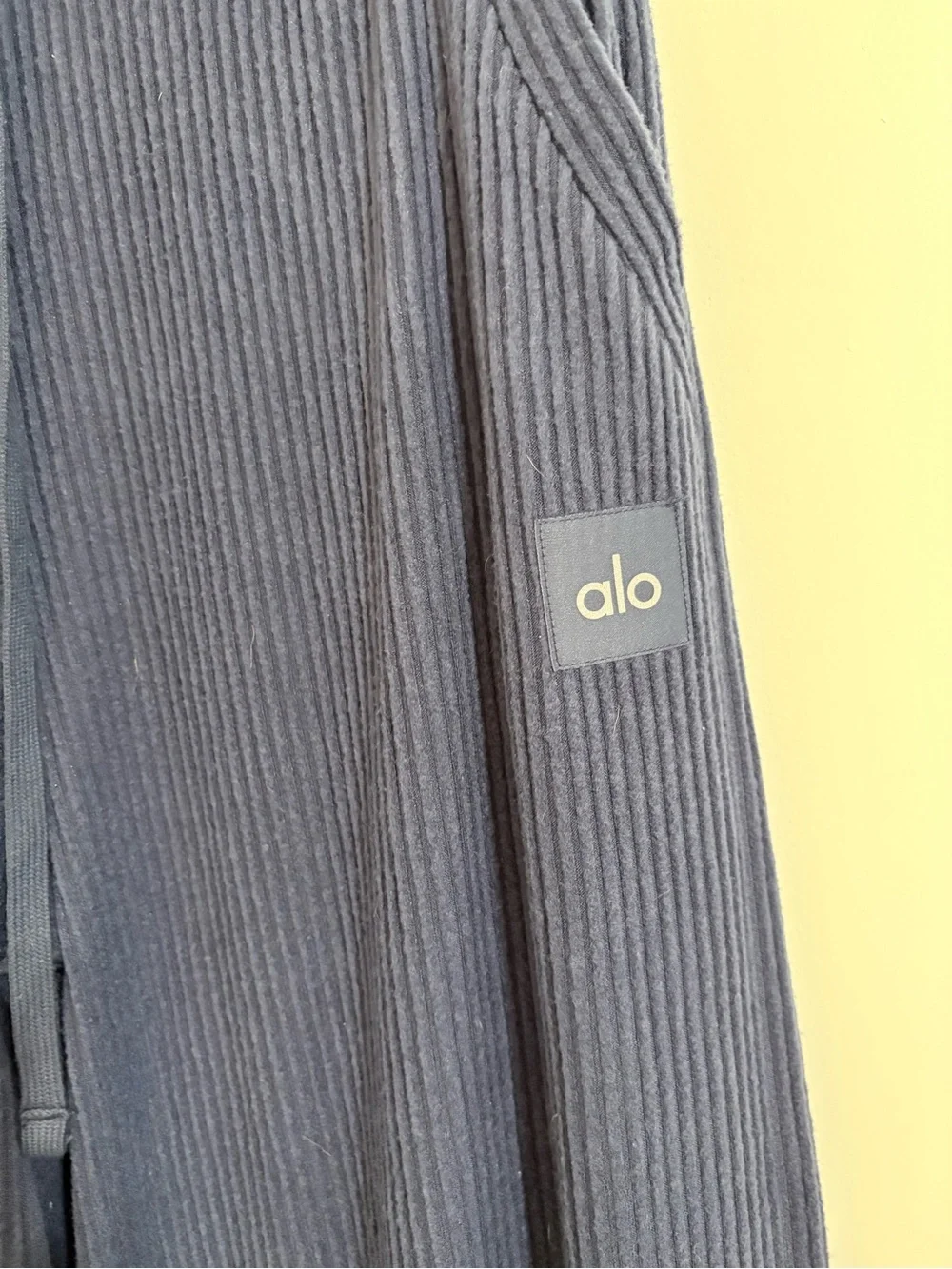 ALO Yoga Navy Ribbed Wide-Leg Lounge Pants